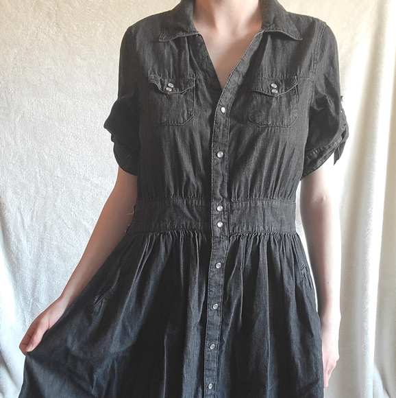 Dark grey denim dress - Picture 3 of 4